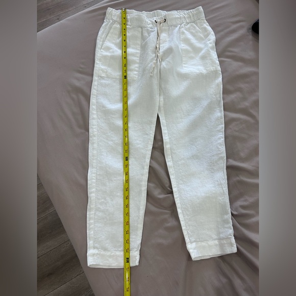 ENZA COSTA • White Women Elastic Drawstring Linen Pants•L/32 waist w/ Stretch • - Picture 7 of 11